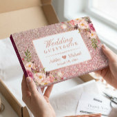 Rose Gold Glitzer Blush Pink Blumenzehen Gästebuch