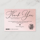 Rose Gold Glitzer Blush Pink Kunde Vielen Dank Visitenkarte (Vorderseite)