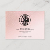 Rose Gold Glitzer Blush Pink Kunde Vielen Dank Visitenkarte (Rückseite)