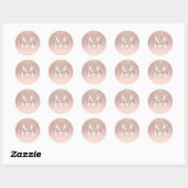 Rose Gold Glitzer Blush Pink Monogram Girl Script Runder Aufkleber (Blatt)
