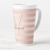 Rose Gold Glitzer Blush Pink Monogram Script Girl Milchtasse (Rechte Ecke)