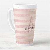 Rose Gold Glitzer Blush Pink Monogram Script Girl Milchtasse (Linke Ecke)