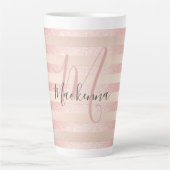 Rose Gold Glitzer Blush Pink Monogram Script Girl Milchtasse (Vorderseite)