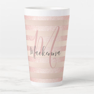 Rose Gold Glitzer Blush Pink Monogram Script Girl Milchtasse