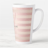 Rose Gold Glitzer Blush Pink Monogram Script Girl Milchtasse (Rechts)