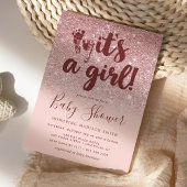 Rose Gold Glitzer Blush Pink Ombre Ihr Girl Baby Einladung