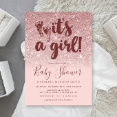Rose Gold Glitzer Blush Pink Ombre Ihr Girl Baby Einladung