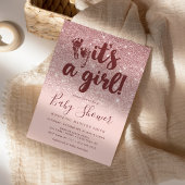 Rose Gold Glitzer Blush Pink Ombre Ihr Girl Baby Einladung