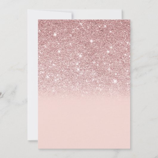 Rose Gold Glitzer Blush Pink Ombre Kinderdusche Dankeskarte (Rückseite)