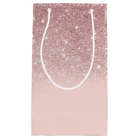 Rose Gold Glitzer Blush Pink Ombre Kleine Geschenktüte (Vorderseite)