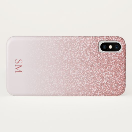 Rose Gold Glitzer Blush Pink Ombre Monogram Case-Mate iPhone Hülle (Rückseite (Horizontal))
