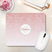 Rose Gold Glitzer Blush Pink Ombre Monogram Mousepad