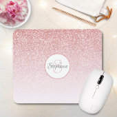Rose Gold Glitzer Blush Pink Ombre Monogram Name Mousepad