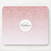 Rose Gold Glitzer Blush Pink Ombre Monogram Name Mousepad (Vorne)