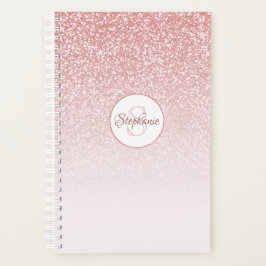 Rose Gold Glitzer Blush Pink Ombre Monogram Planer