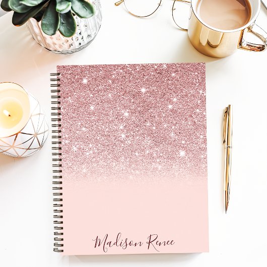 Rose Gold Glitzer Blush Pink Ombre Notizblock