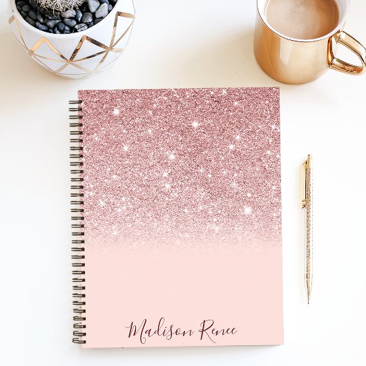 Rose Gold Glitzer Blush Pink Ombre Notizblock