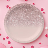 Rose Gold Glitzer Blush Pink Ombre Pappteller