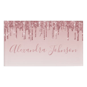 Rose Gold Glitzer Blush Pink Sparkle Modern Namenschild