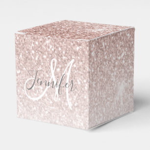 Rose Gold Glitzer Blush Pink Sparkone Monogramm Geschenkschachtel