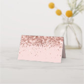 Rose Gold Glitzer Blush Platzkarte (Rückseite)