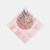 Rose Gold Glitzer Boho Florals Feathers Wedding Serviette (Ecke)