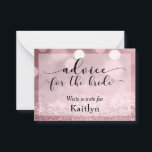 Rose Gold Glitzer Bokeh Beratung für die Braut Hinweiskarte<br><div class="desc">Mit einem wunderschönen, verzierten Skript-Schriftart aus meiner Sammlung habe ich Typografieelemente erstellt, die Schlüsselwörter darstellen und die Designs auf die nächste Ebene bringen. In diesen Karten lautet der Satz in der "extravaganten Typ" "Ratschlag für die Braut". Alle anderen Texte werden hier in einem vielseitigen, serifenlosen Schriftart wiedergegeben, der auch leicht...</div>