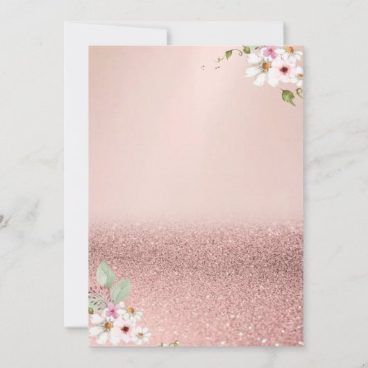 Rose Gold Glitzer Bokeh, Blume Pumpkin Baby Dusche Einladung (Rückseite)