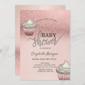 Rose Gold Glitzer Bokeh Cupcakes Einladung (Vorne/Hinten)