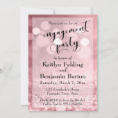 Rose Gold Glitzer Bokeh Engagement Partei Einladung (Vorderseite)
