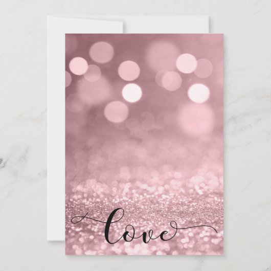 Rose Gold Glitzer Bokeh Engagement Partei Einladung (Rückseite)