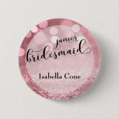 Rose Gold Glitzer Bokeh & Junior Bridesmaid Button (Vorderseite)