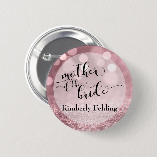 Rose Gold Glitzer Bokeh Mutter der Braut Button (Vorne & Hinten)