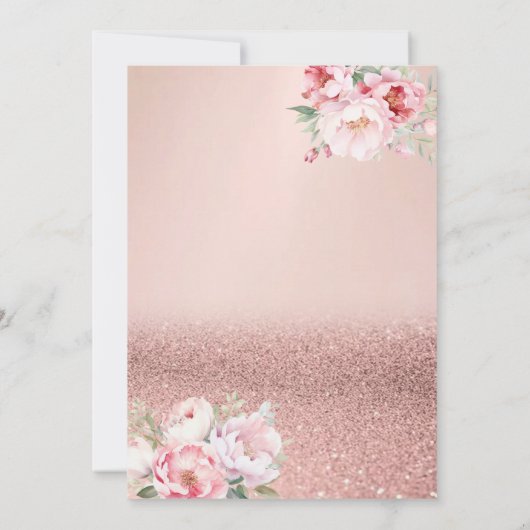 Rose Gold Glitzer Bokeh, Pancakes Baby Dusche Einladung (Rückseite)