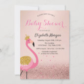 Rose Gold Glitzer Bokeh, Pink Flamingo Kinderdusch Einladung (Vorderseite)
