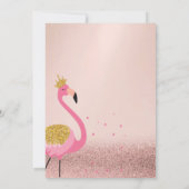 Rose Gold Glitzer Bokeh, Pink Flamingo Kinderdusch Einladung (Rückseite)