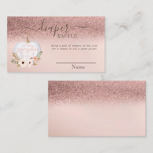 Rose Gold Glitzer Bokeh, Pumpkin Baby Dusche Begleitkarte (Vorne/Hinten)