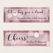 Rose Gold Glitzer Bokeh Script Mini Drink Ticket (Vorne & Hinten)