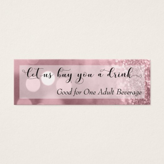 Rose Gold Glitzer Bokeh Script Mini Drink Ticket (Vorderseite)