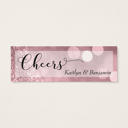 Rose Gold Glitzer Bokeh Script Mini Drink Ticket (Rückseite)