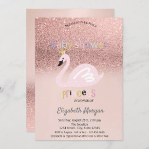 Rose Gold Glitzer Bokeh, Swan Baby Shooter Einladung
