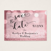 Rose Gold Glitzer Bokeh & Typografie Save the Date (Vorderseite)