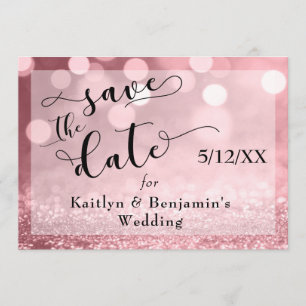 Rose Gold Glitzer Bokeh & Typografie Save the Date