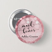 Rose Gold Glitzer Bokeh & Typografie Trauzeugin Button (Vorne & Hinten)