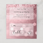 Rose Gold Glitzer Bokeh & Typografie v2 Platzkarte (Außenseite Aufgefaltet)
