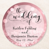 Rose Gold Glitzer Bokeh & Typografy Souvenir Runder Pappuntersetzer (Vorderseite)