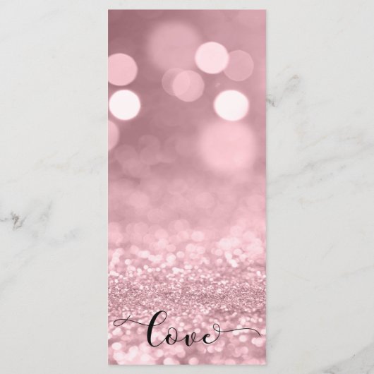 Rose Gold Glitzer Bokeh & Typografy Wedding Menu Menükarte (Rückseite)