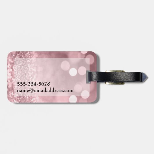 Rose Gold Glitzer Bokeh und Typografie Gepäckanhänger (Rückseite horizontal)
