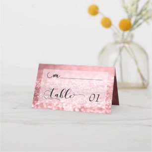 Rose Gold Glitzer Bokeh und Typografie Platzkarte