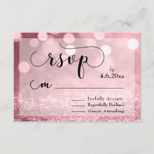 Rose Gold Glitzer Bokeh und Typografie UAWG RSVP Karte